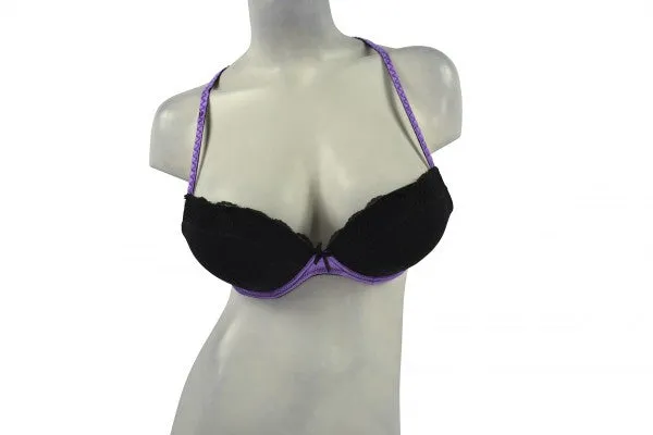 Satin & Tulle Black Push-Up Bra