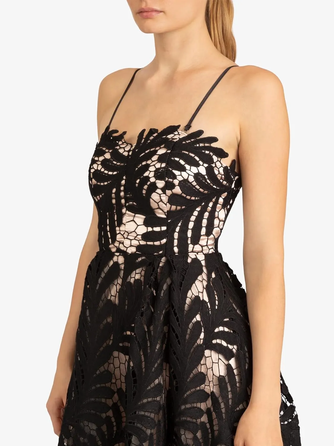 Semi-Formal Black Lace Midi Dress for Parties