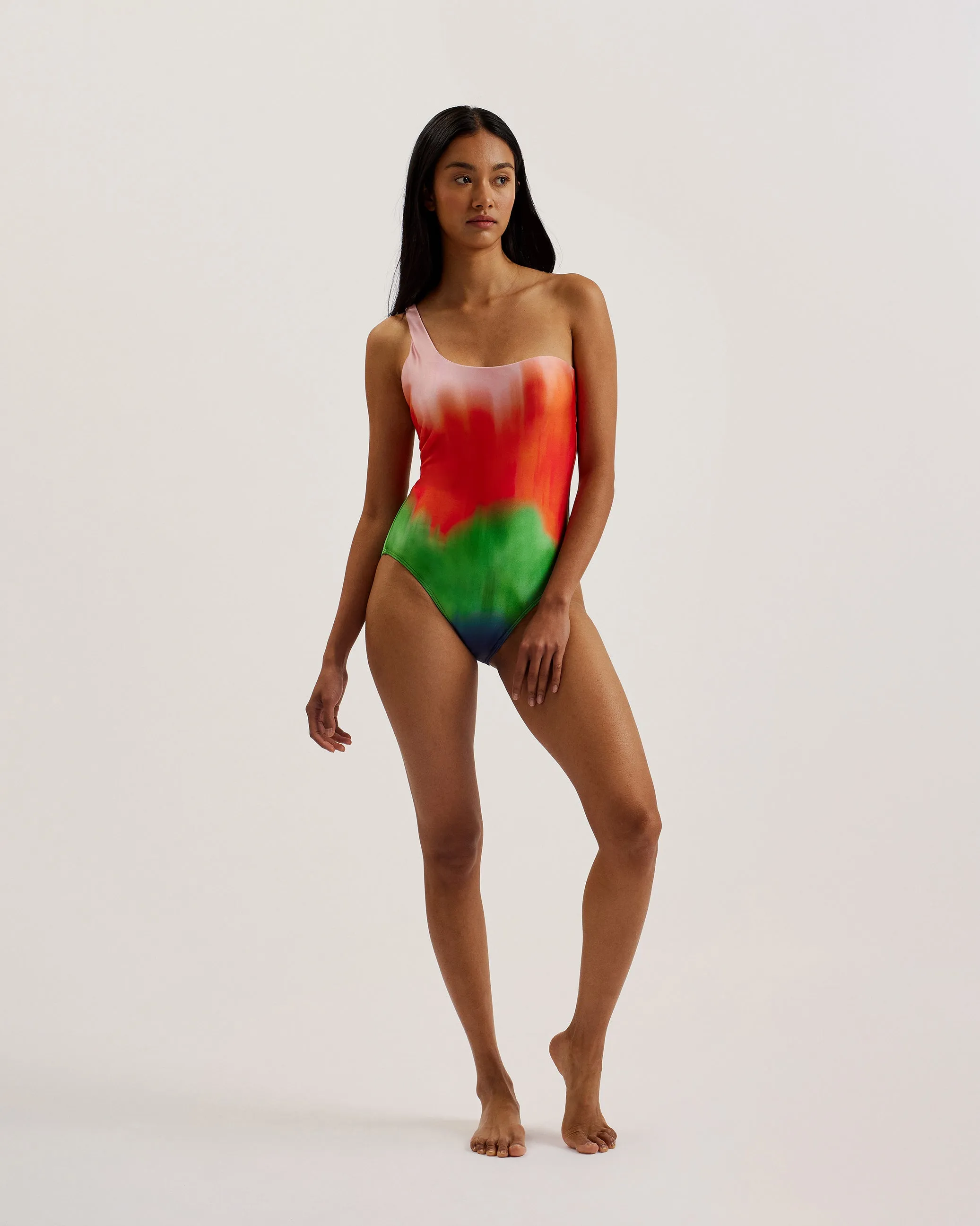 Sopeyaa Ombre One Shoulder Swimsuit Multicolor