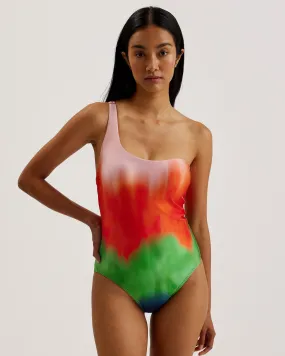 Sopeyaa Ombre One Shoulder Swimsuit Multicolor