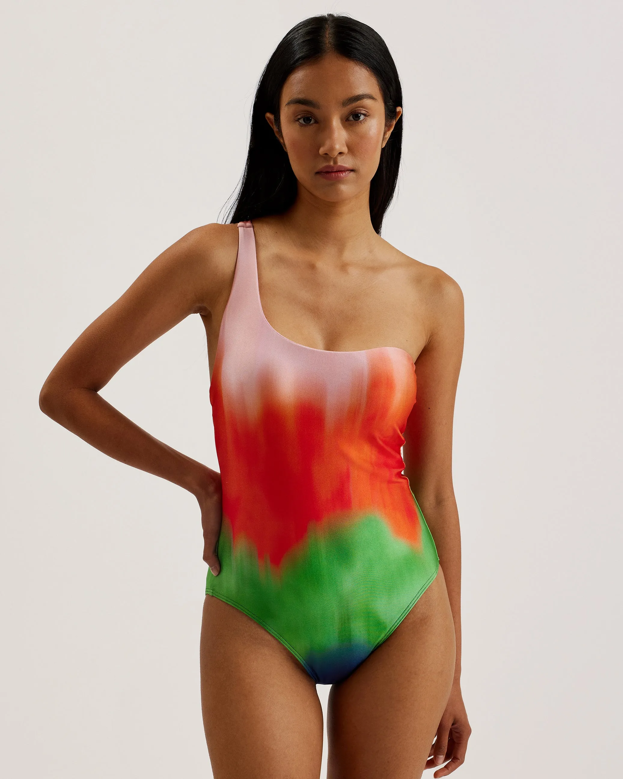 Sopeyaa Ombre One Shoulder Swimsuit Multicolor