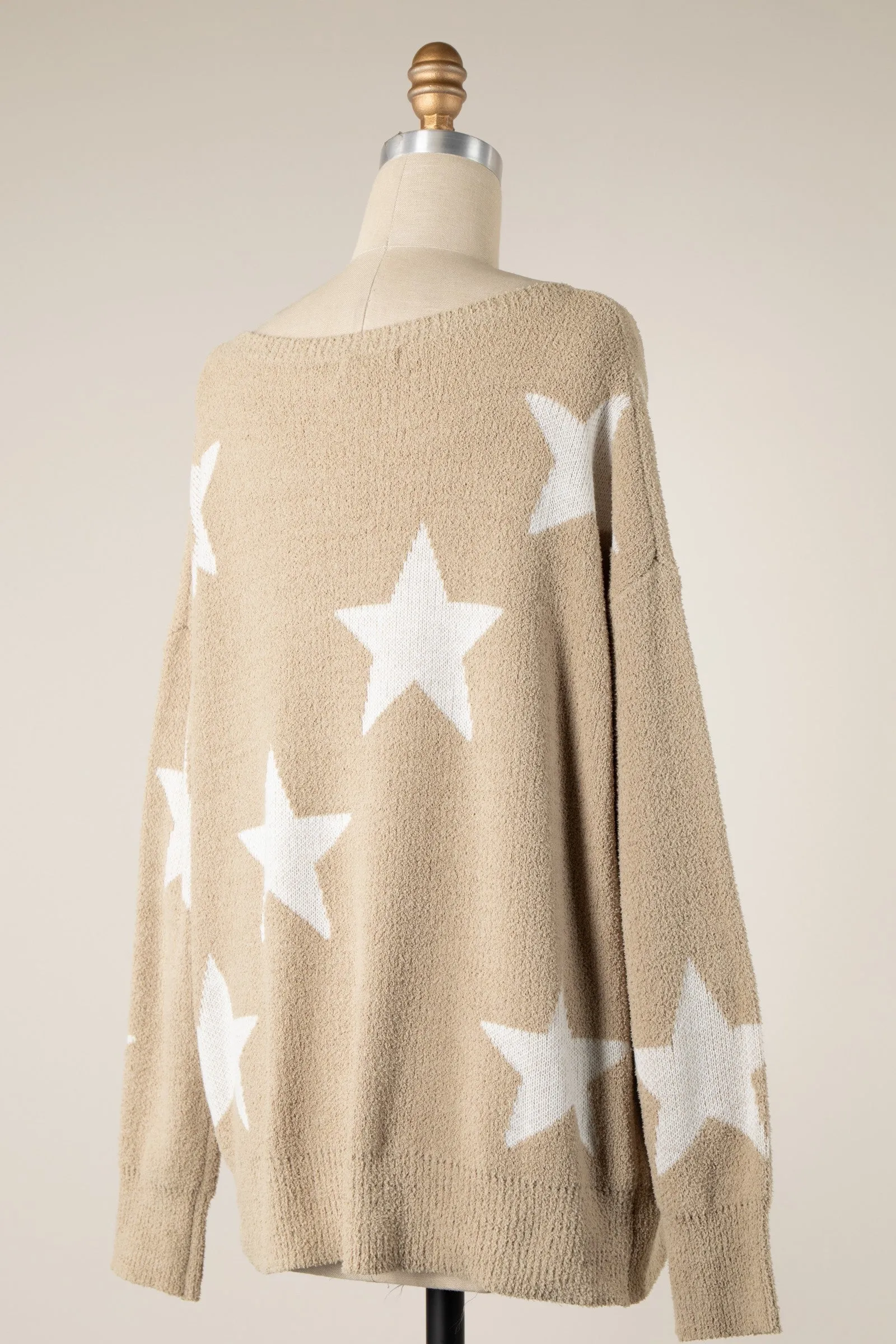 STAR PATTERN SOFT FLUFFY KNIT SWEATER 1 PACK