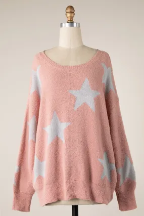 STAR PATTERN SOFT FLUFFY KNIT SWEATER 1 PACK