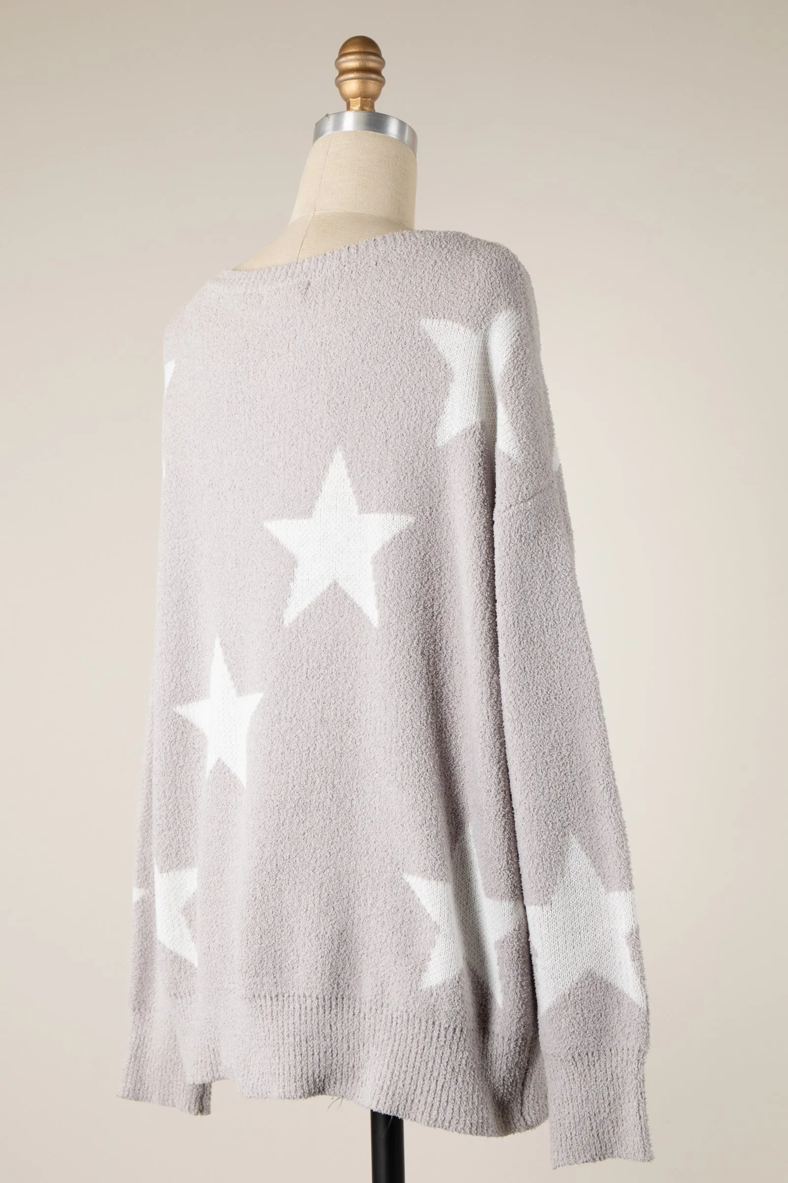 STAR PATTERN SOFT FLUFFY KNIT SWEATER 1 PACK