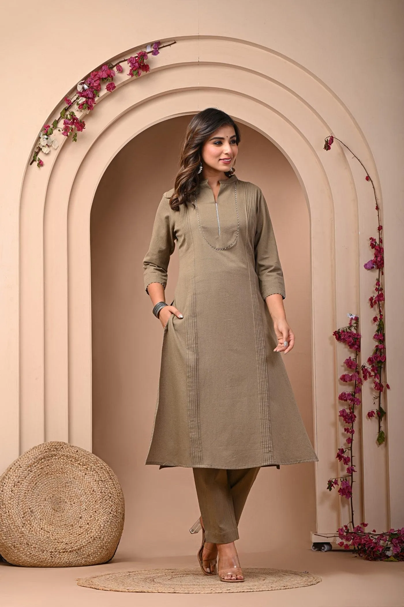 Stylish Brown Kurta with Pant Set