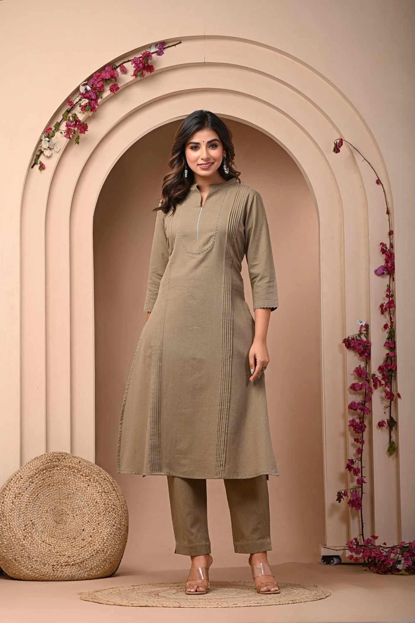 Stylish Brown Kurta with Pant Set