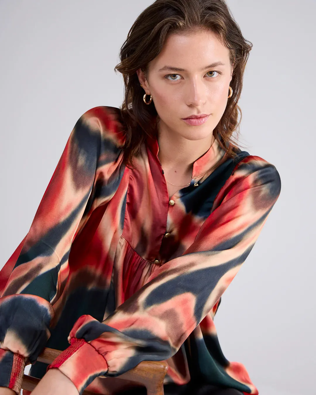 Summum Woman Blouse - Blury Print Red/Multi