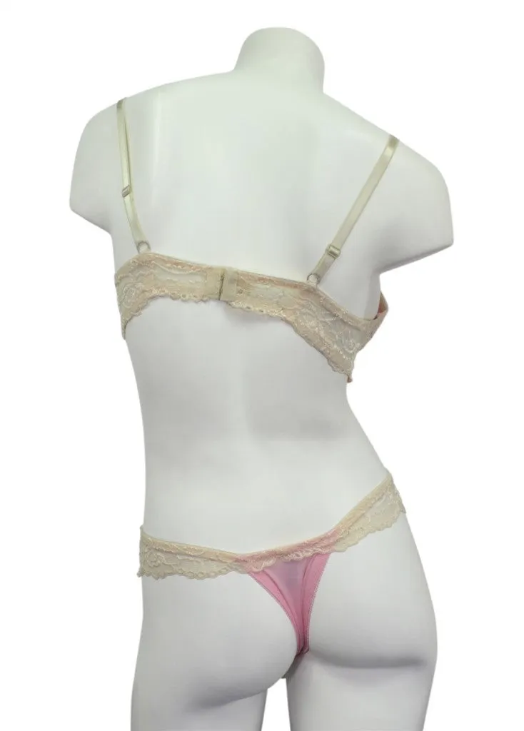 Sweet Pink & Ivory Lace Bra & Panty Set