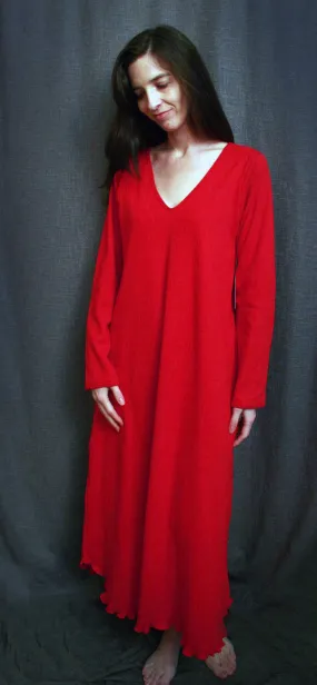 V Neck Long Sleeve Long Gown Check Collection