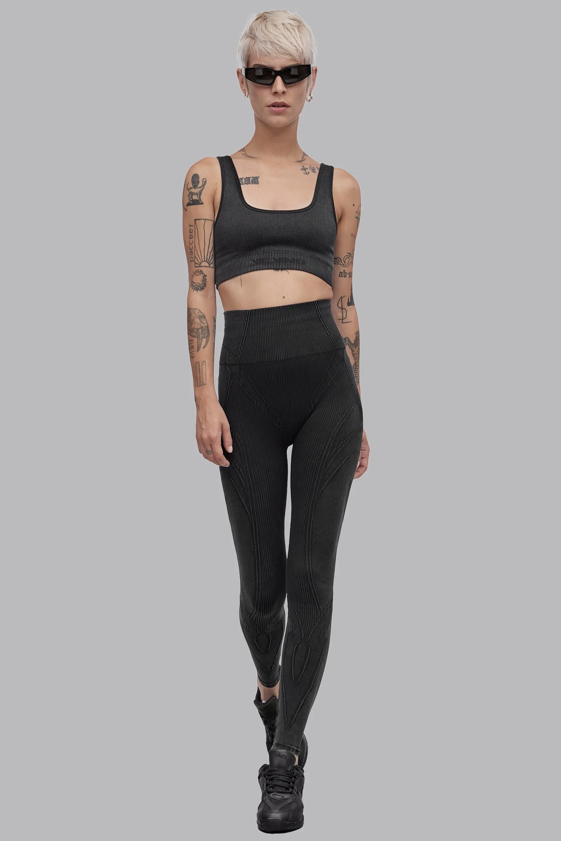 V_FADE SEAMLESS LEGGINGS - Black Vintage