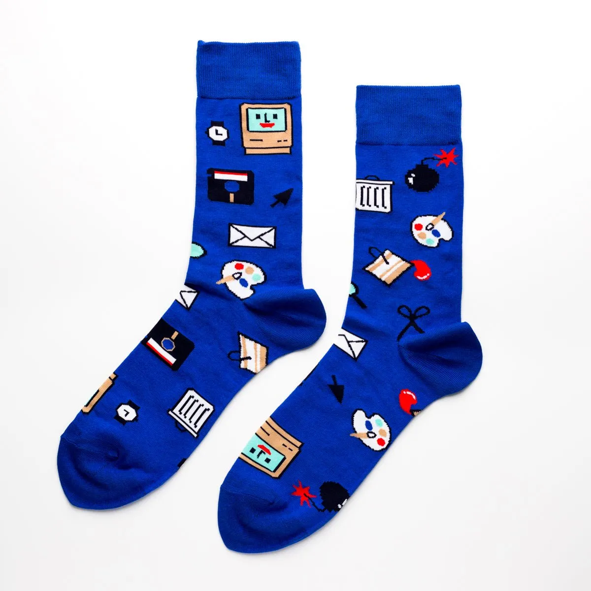 Vintage Computer Nerd Crew Socks - Large