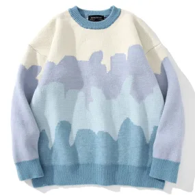 Waves Oversized Round Neck Knit Sweater