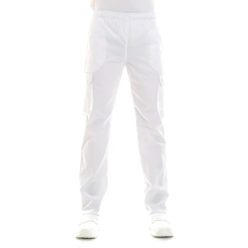 White Kitchen Pants with Side Pockets - MANELLI