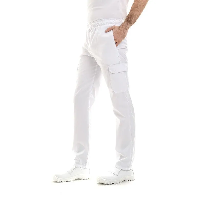 White Kitchen Pants with Side Pockets - MANELLI