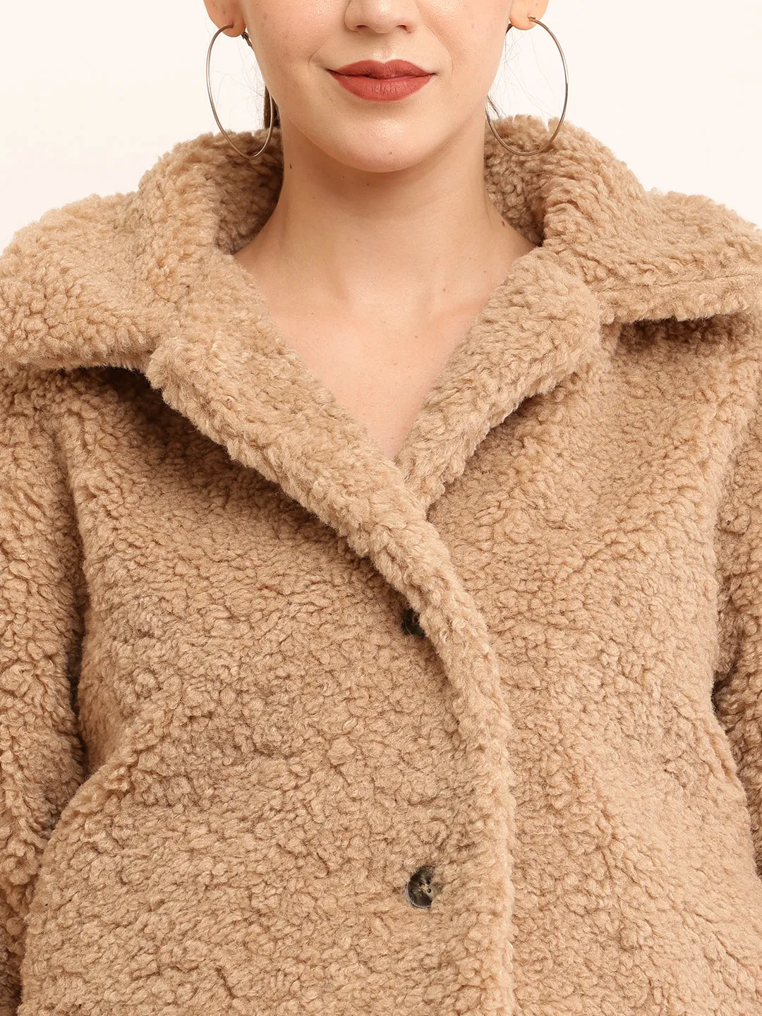 Women Brown Faux Fur Jacket