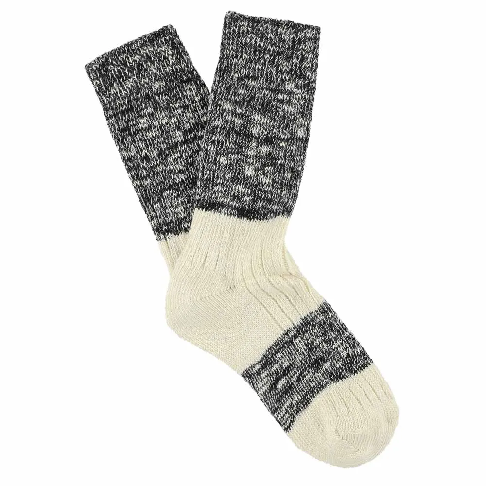 Women Melange Block Socks Black / Ecru