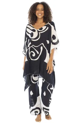 Women's Loungewear 2 Piece Lounge Set with Poncho Tunic and Pants