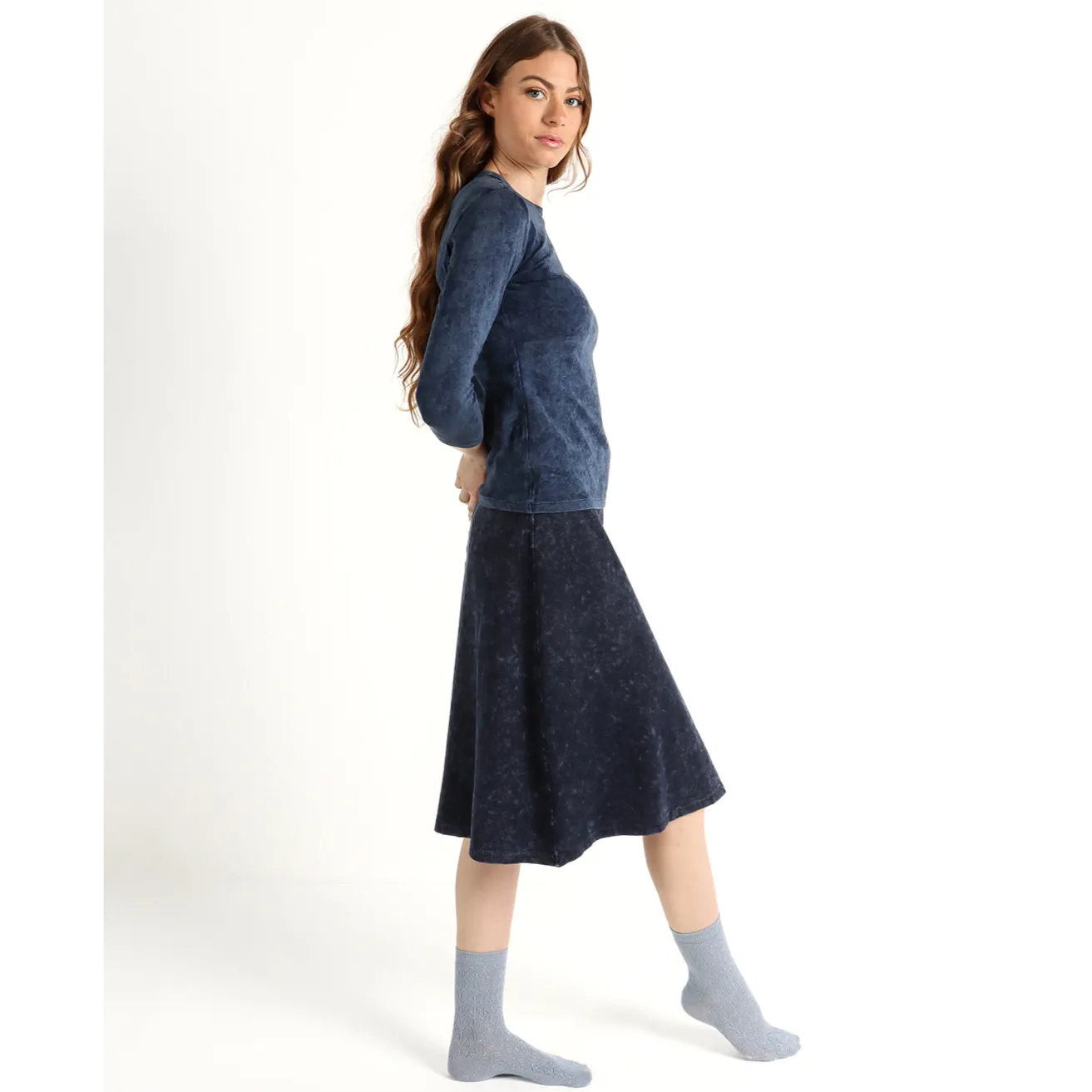 Women's Ribbed Stonewash Skirt - Thin Waistband